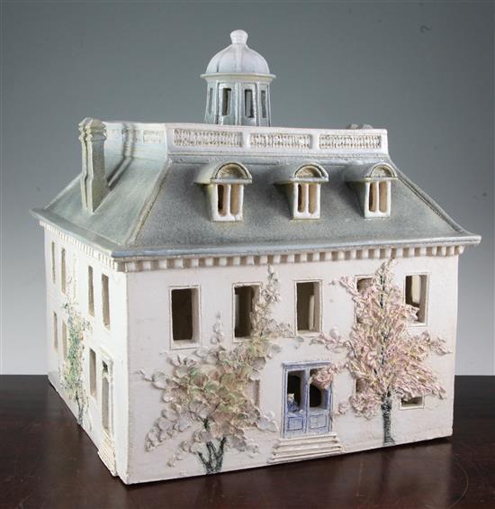 Kenneth and Ann Clark - stoneware models of houses and street settings c.1983, manor house 40cm x 36cm